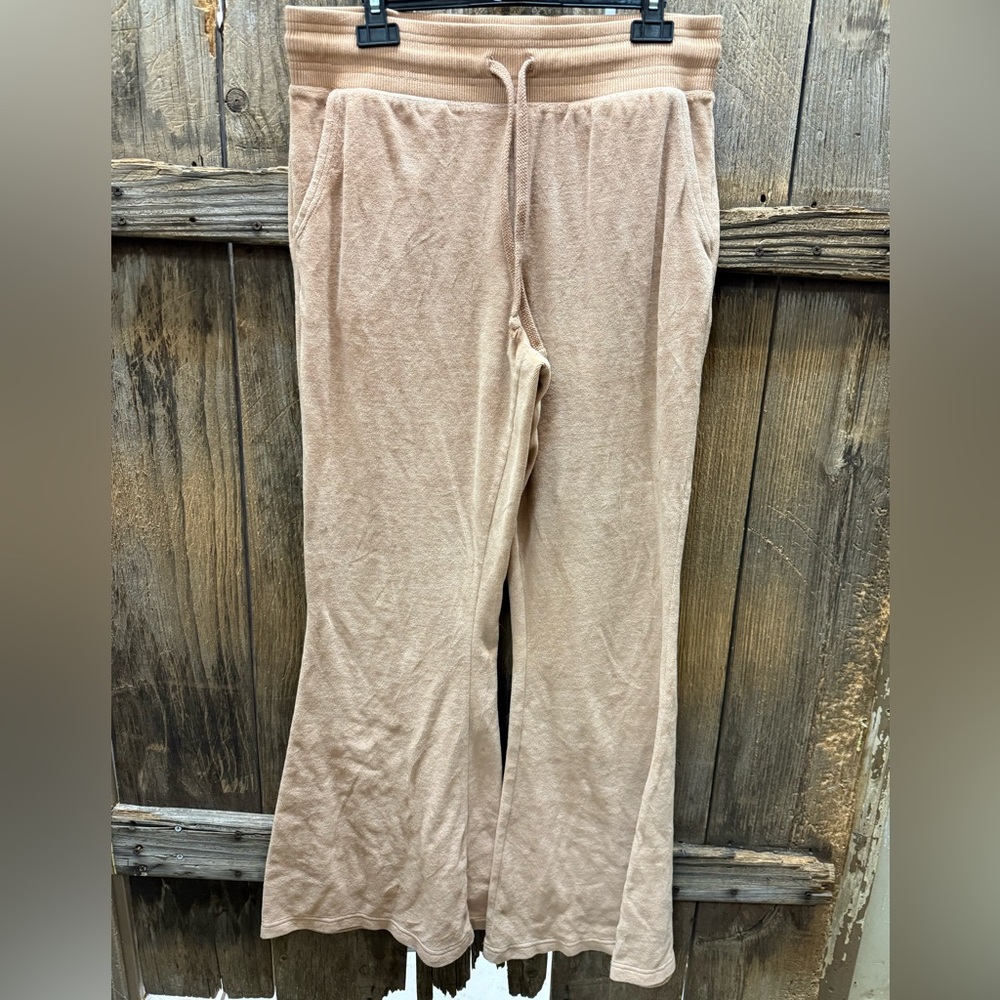 Aerie Cozy Tan Knit Flare Pants